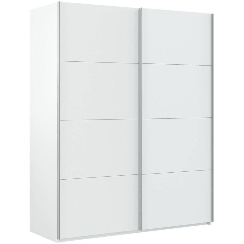 foto del prodotto guardaroba, armadio per camera da letto a 2 ante scorrevoli, mobile con barra appendiabiti e 2 ripiani, cm 150x60h200, bianco