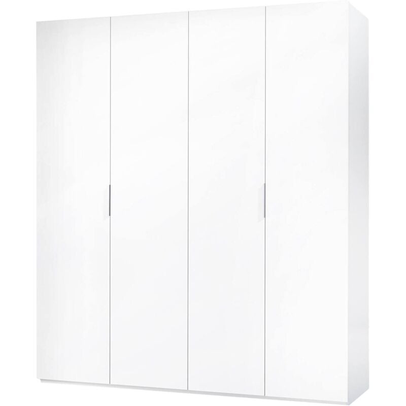 foto del prodotto guardaroba, armadio per camera da letto a 4 ante battenti, mobile con 2 ripiani e barra appendiabiti, cm 180x52h200, bianco