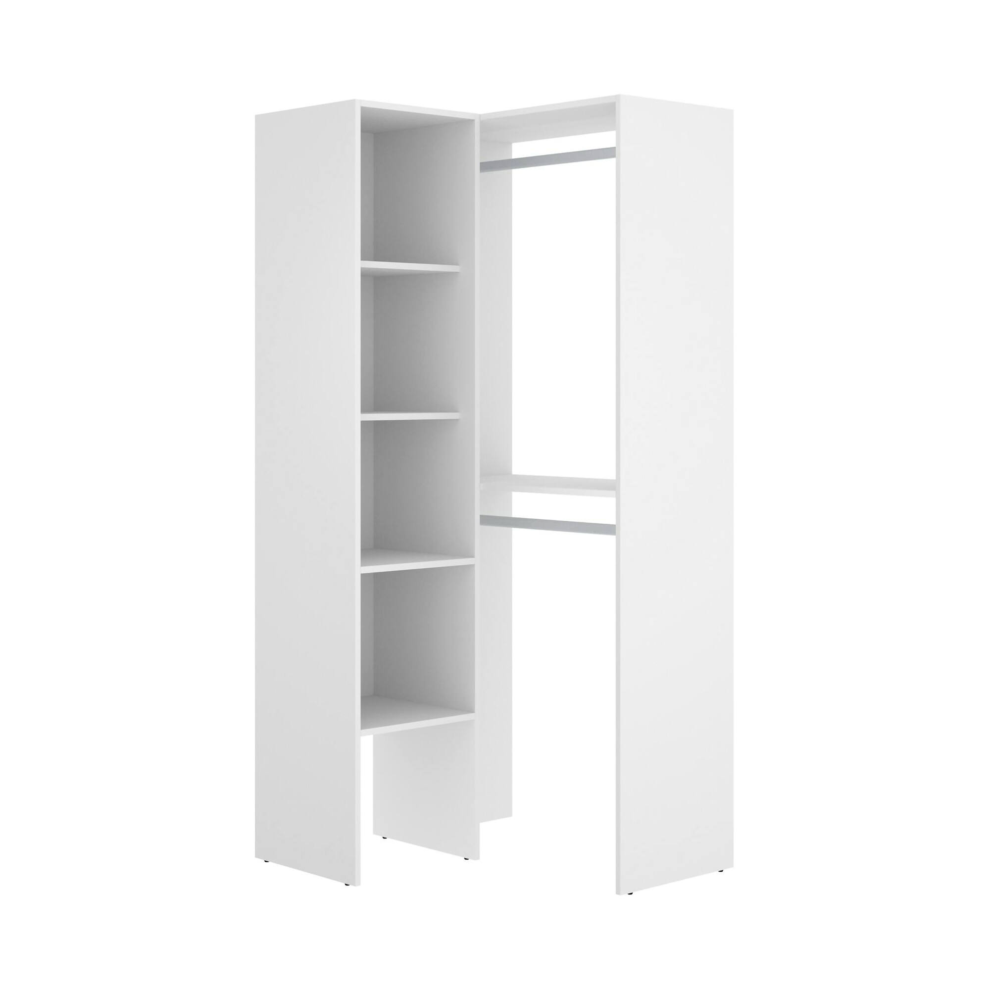 foto del prodotto guardaroba arpagone, struttura per cabina armadio angolare, mobile appendiabiti aperto ad angolo, 79x88h186 cm, bianco