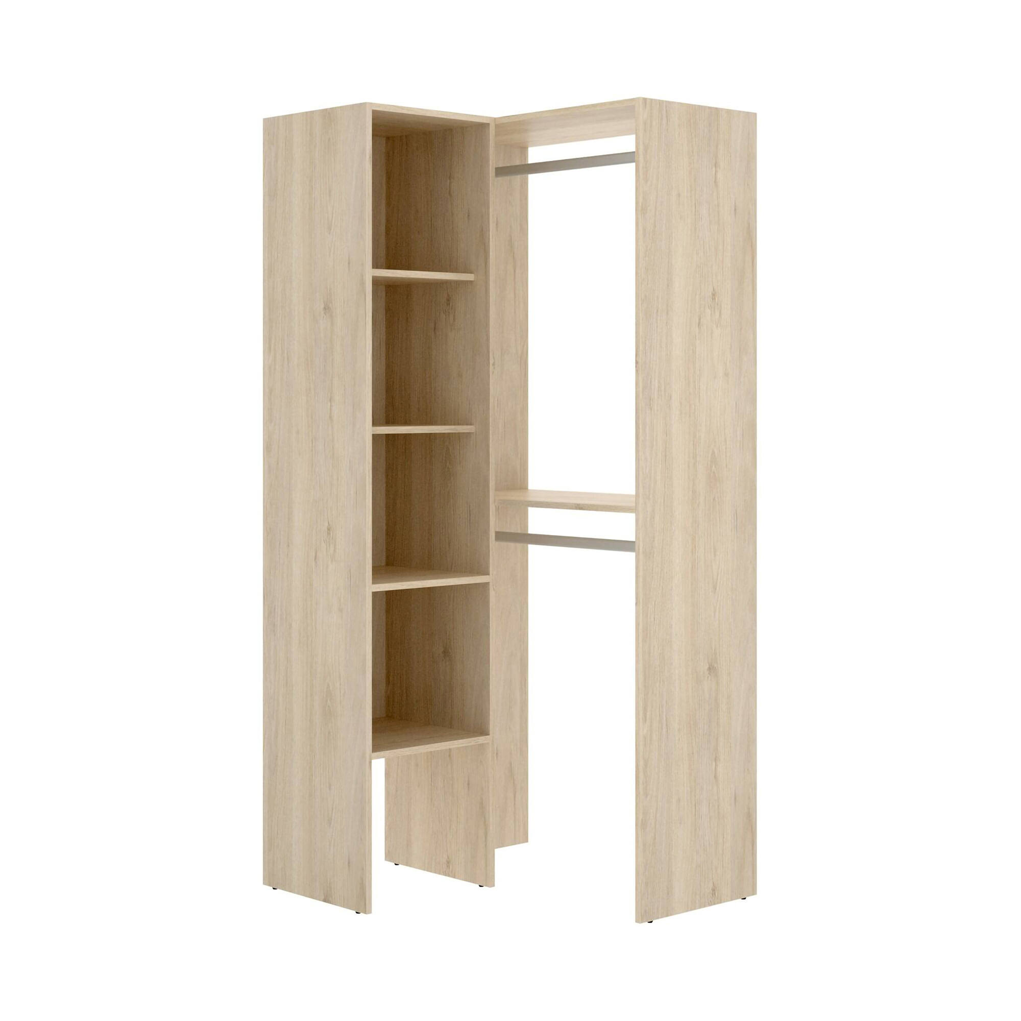 foto del prodotto guardaroba arpagone, struttura per cabina armadio angolare, mobile appendiabiti aperto ad angolo, 79x88h186 cm, rovere