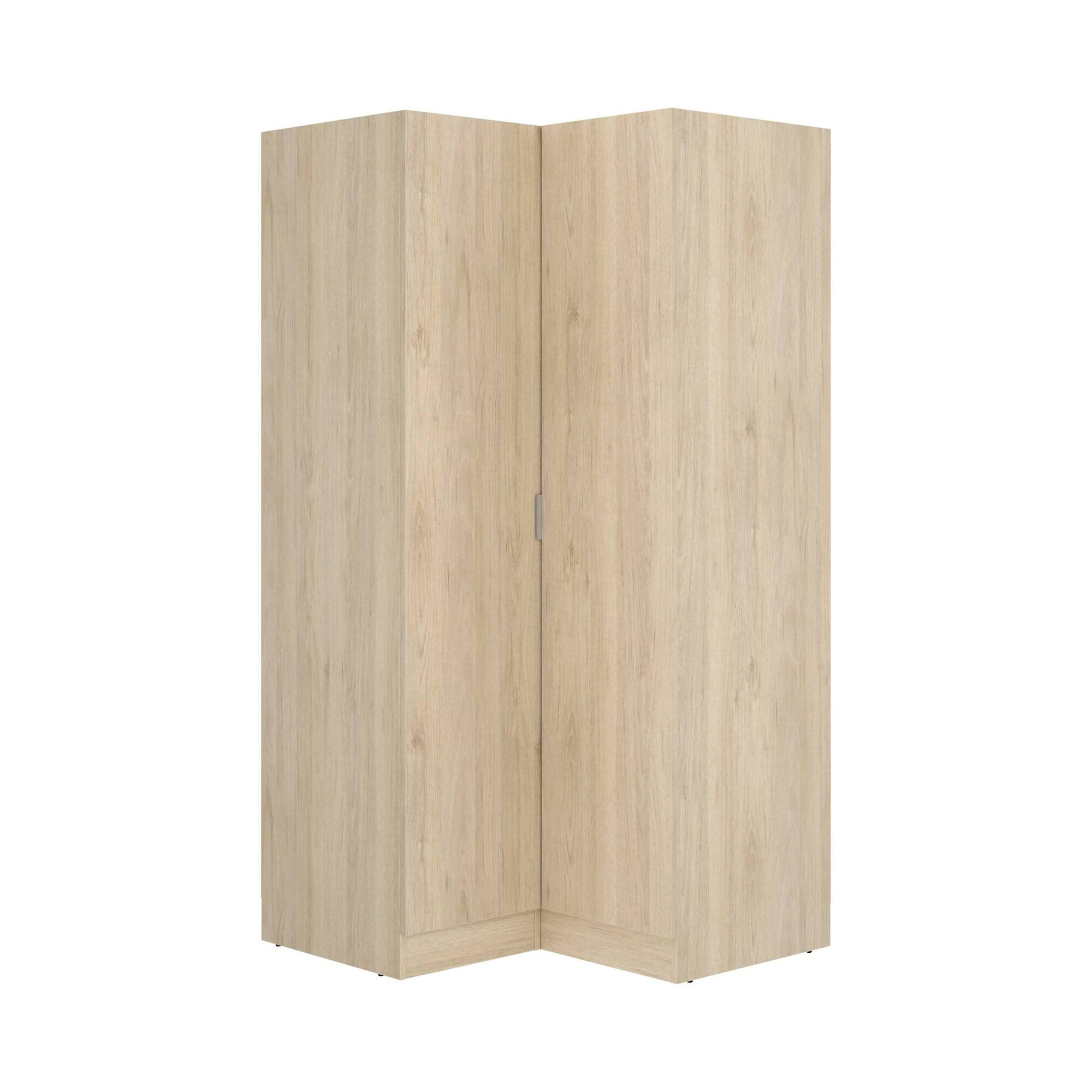 foto del prodotto guardaroba aser, mobile angolare per camera da letto, armadio appendiabiti ad angolo a 2 ante battenti, 91x93h184 cm, rovere