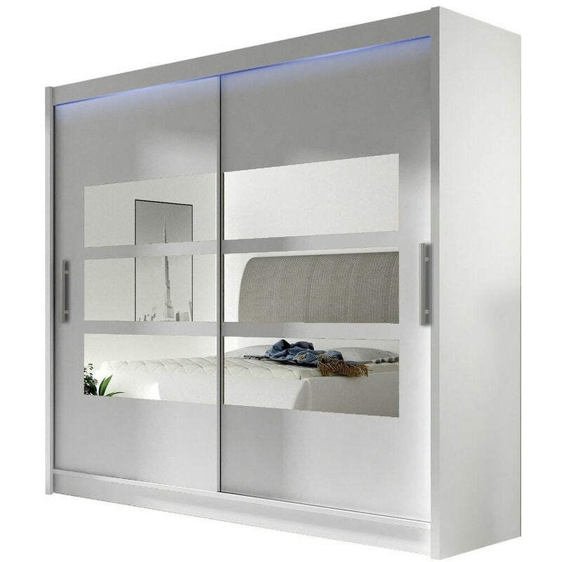 foto del prodotto guardaroba closico 101, bianco, 215x180x58cm, porte guardaroba scorrevoli, numero di ripiani 0, led con