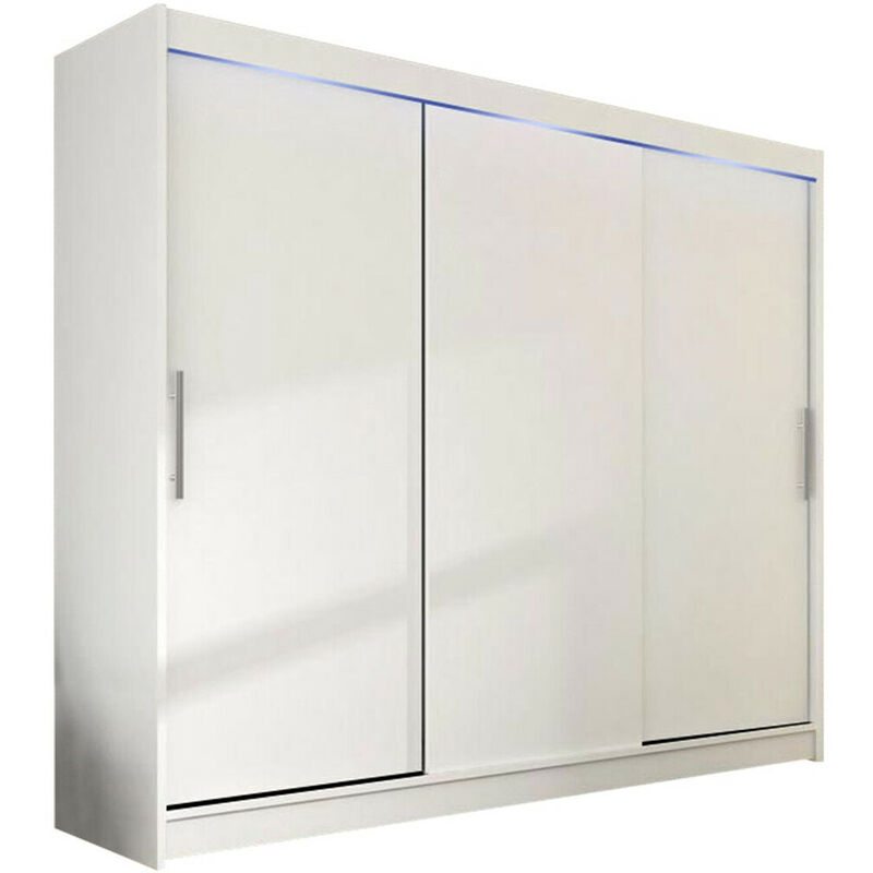 foto del prodotto guardaroba closico 118, bianco, 215x250x58cm, porte guardaroba scorrevoli, numero di ripiani 0, led con