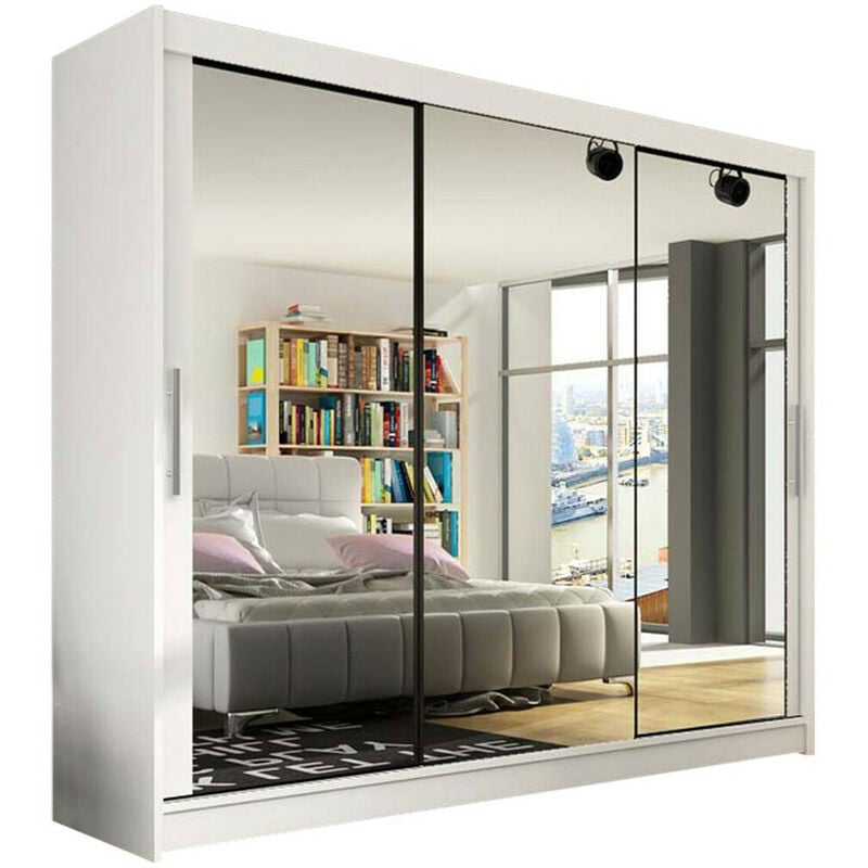 foto del prodotto guardaroba closico 119, bianco, 215x250x58cm, porte guardaroba scorrevoli, numero di ripiani 0