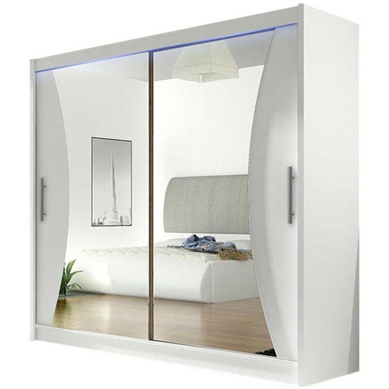foto del prodotto guardaroba closico 124, bianco, 215x180x57cm, porte guardaroba scorrevoli, numero di ripiani 0, led con