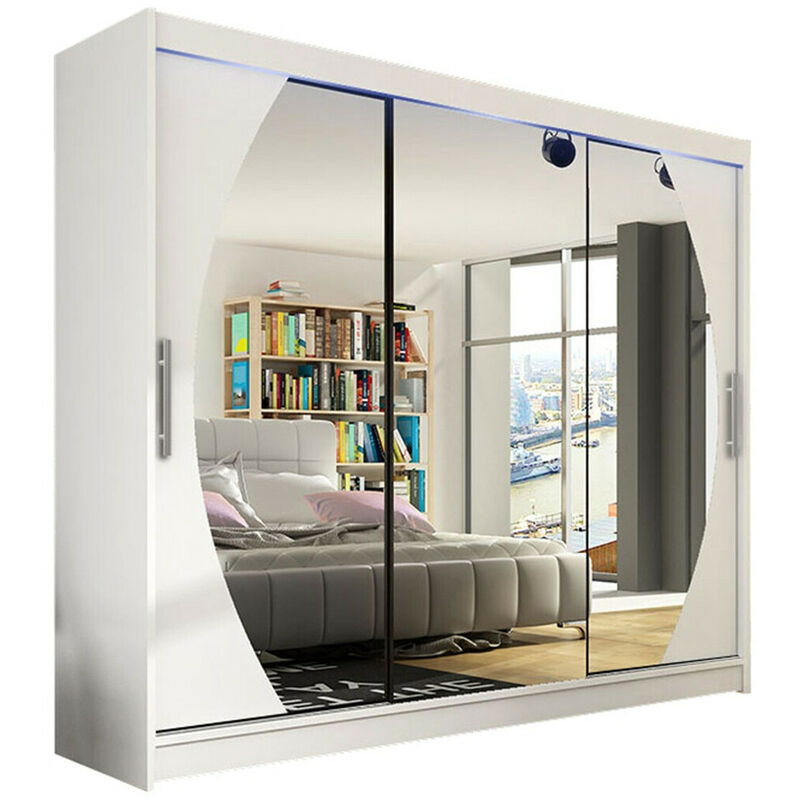 foto del prodotto guardaroba closico 130, bianco, 215x250x58cm, porte guardaroba: scorrevoli, numero di ripiani: 0, led: con