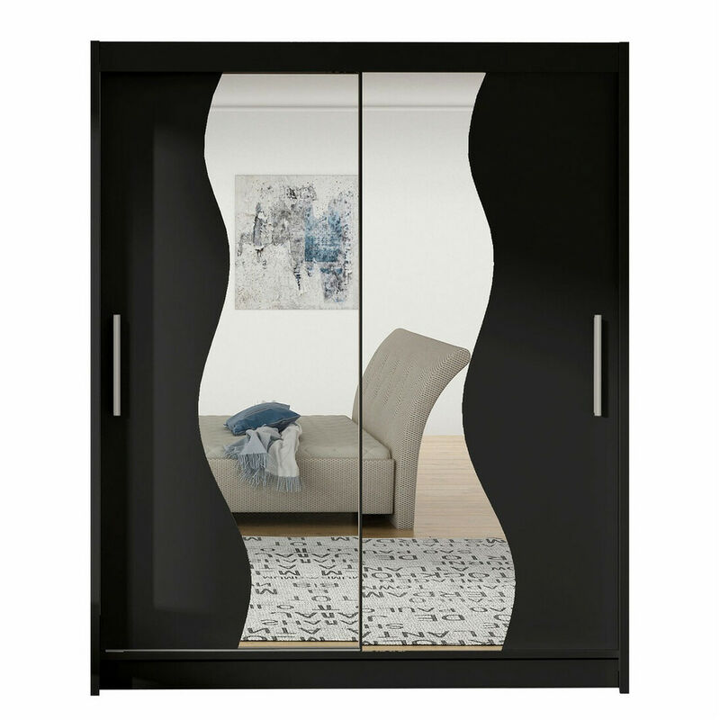 foto del prodotto guardaroba closico 134, nero, 200x150x58cm, porte guardaroba scorrevoli, numero di ripiani 0, led senza