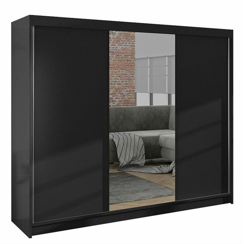 foto del prodotto guardaroba closico 158, nero, 215x200x58cm, porte guardaroba scorrevoli, numero di ripiani 0