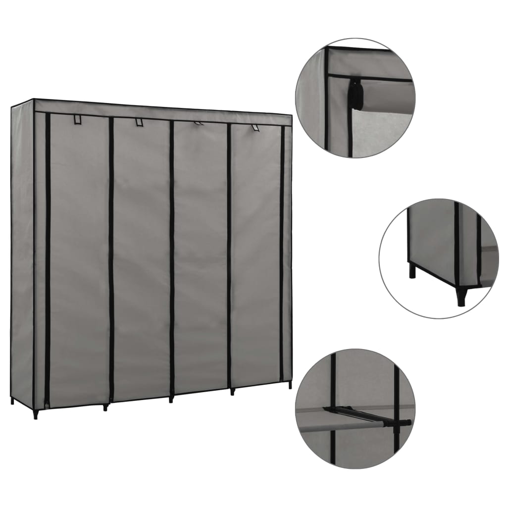 foto del prodotto guardaroba con 4 scomparti grigio 175x45x170 cm cod mxl 67314