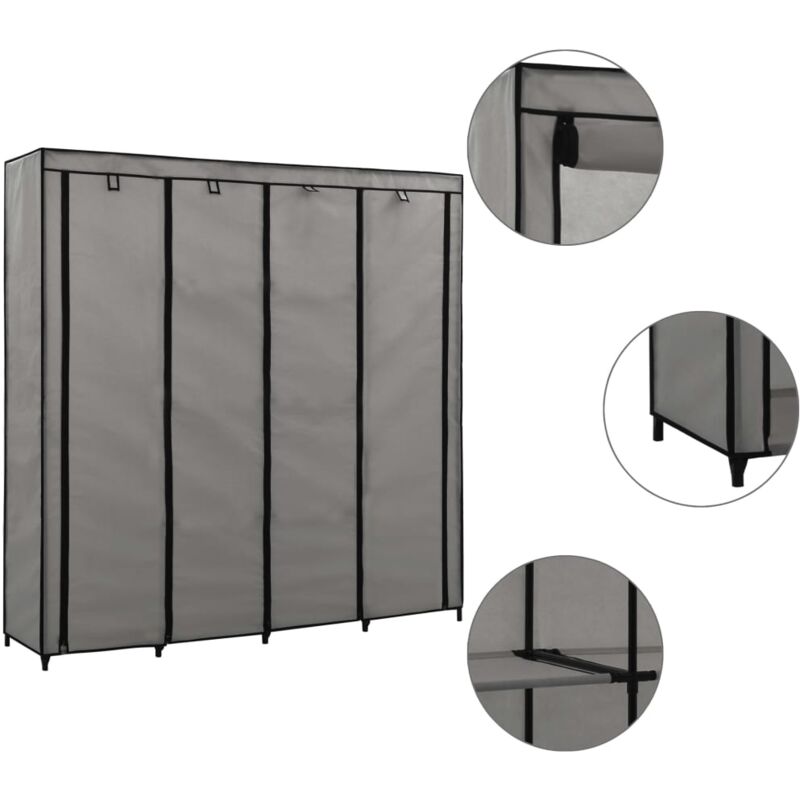 foto del prodotto guardaroba con 4 scomparti grigio 175x45x170 cm vidaxl