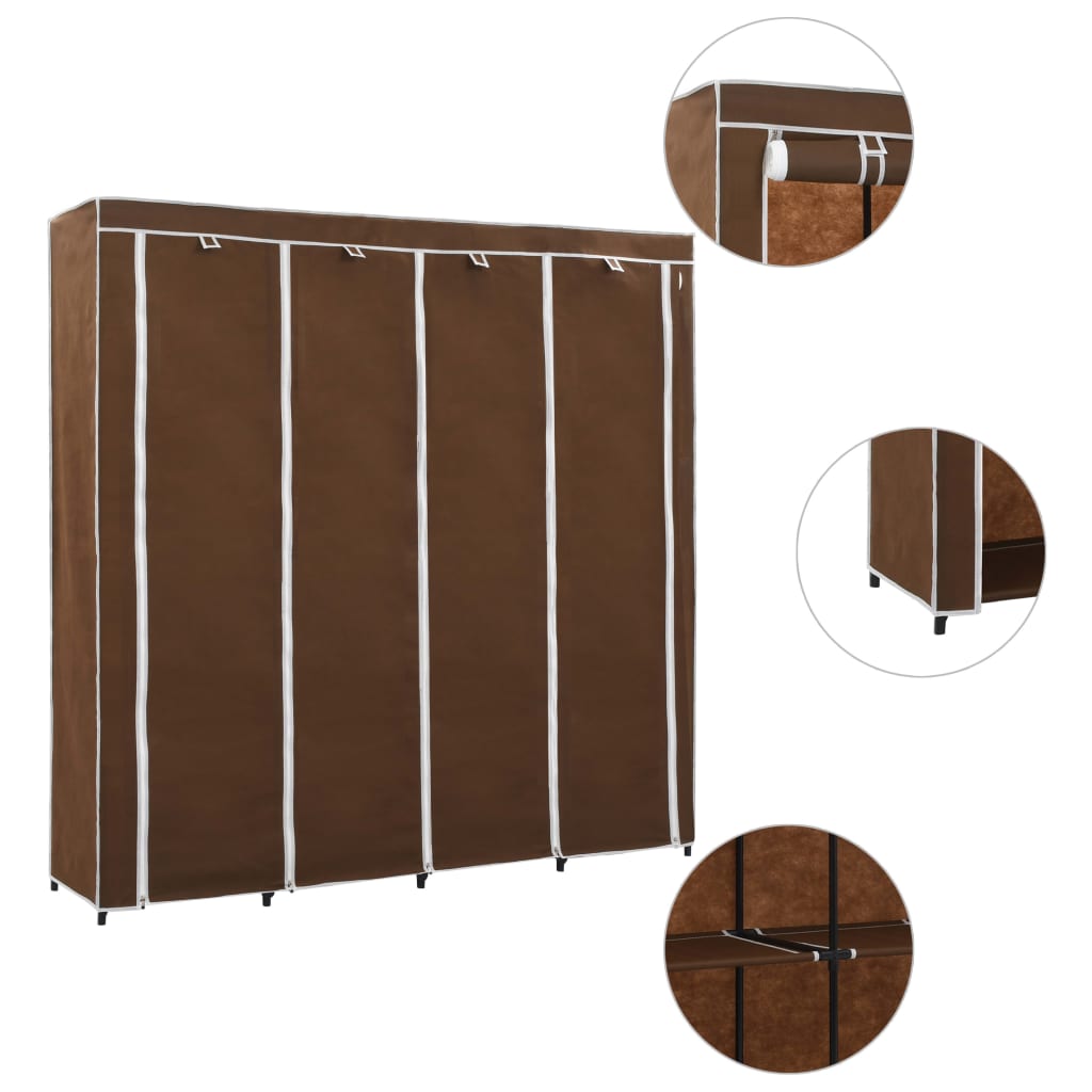 foto del prodotto guardaroba con 4 scomparti marrone 175x45x170 cm cod mxl 66123