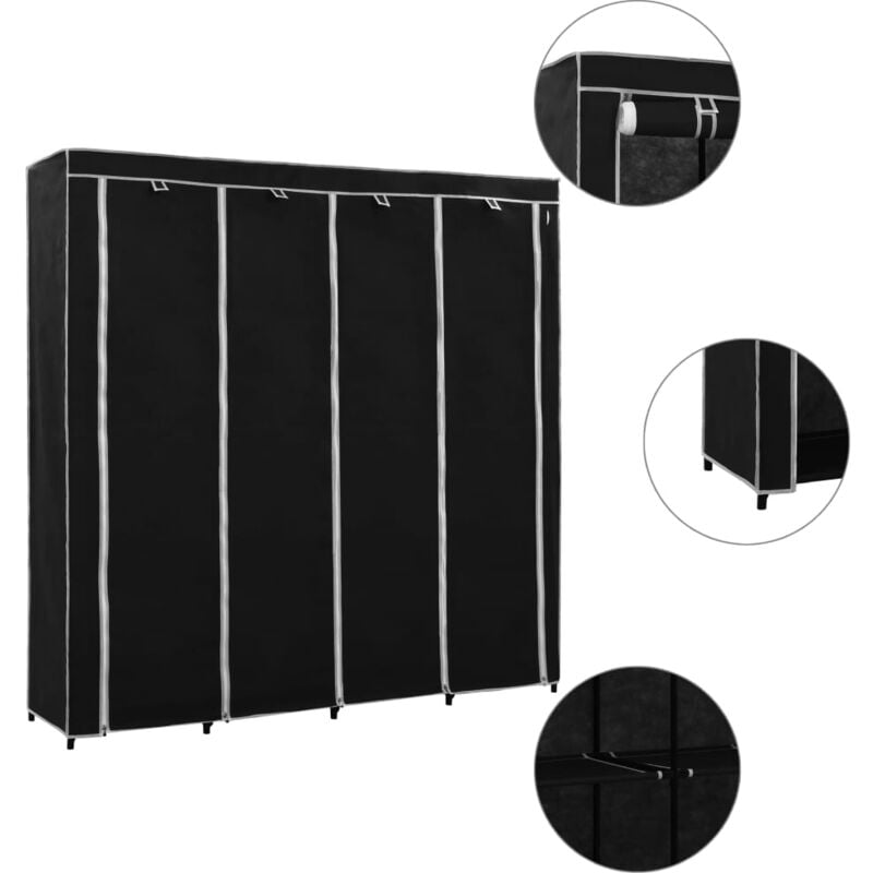 foto del prodotto guardaroba con 4 scomparti nero 175x45x170 cm vidaxl