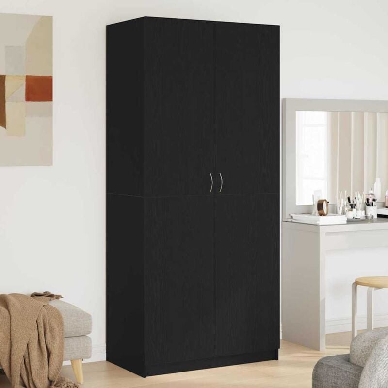 foto del prodotto guardaroba con porta nero 90 x 52 x 200 cm legno multistrato vidaxl