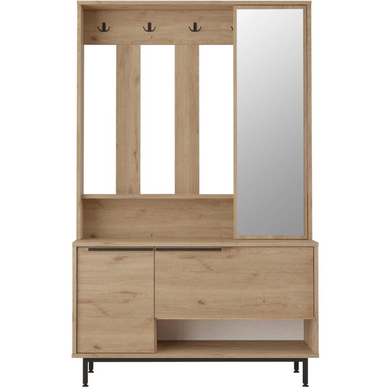 foto del prodotto guardaroba da ingresso rebecca mobili giloy 178x112x33,5 truciolato vetro rovere chiaro grigio scuro moderno