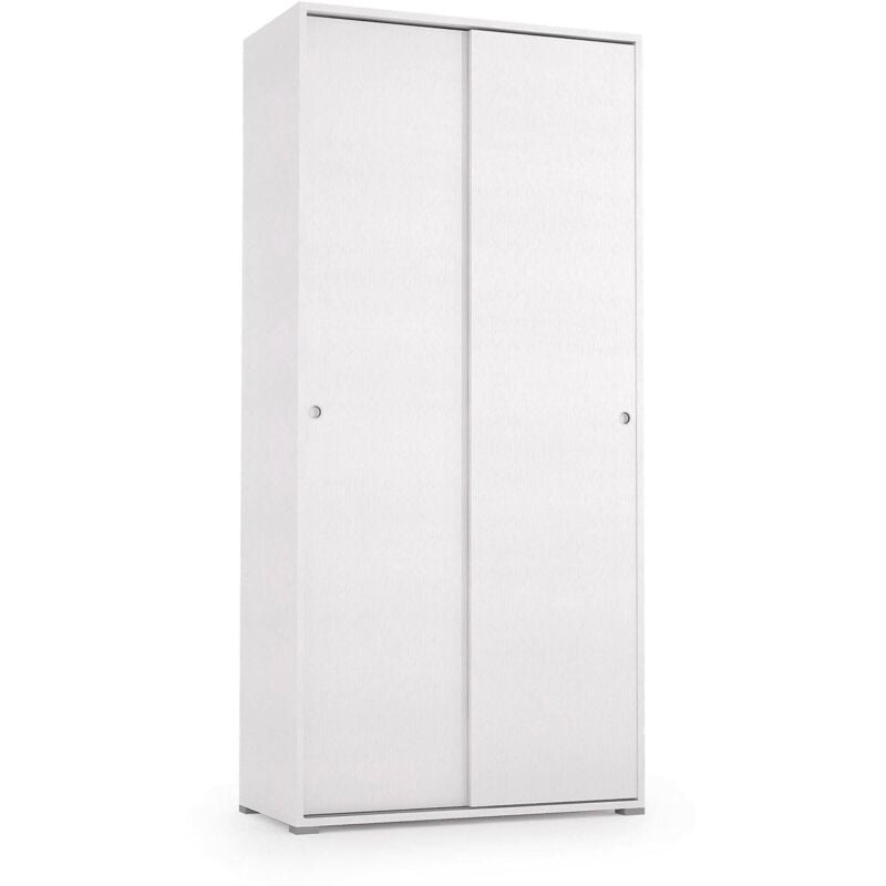 foto del prodotto guardaroba dalia, armadio a 2 ante scorrevoli e 4 ripiani, mobile moderno multiuso per camera da letto, 100 made in italy, cm 90x45h195, bianco, con