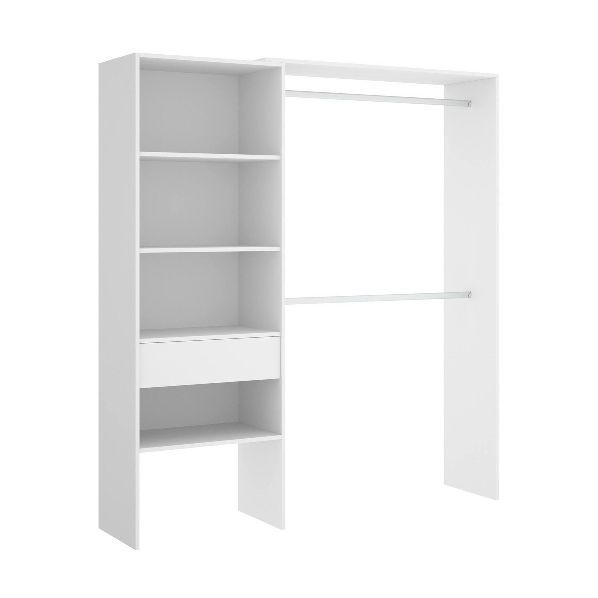 foto del prodotto guardaroba fauno, struttura per cabina armadio, mobile appendiabiti aperto, 160x40h187 cm, bianco