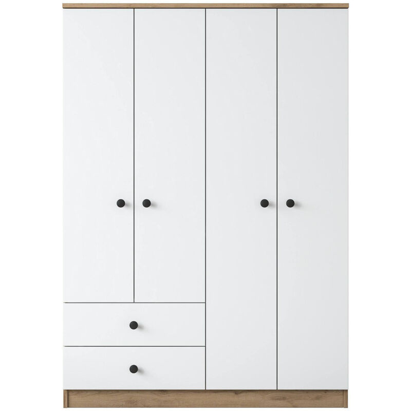 foto del prodotto guardaroba grande aetheria, mobile camera da letto, cabina armadio portabiti, armadio appendiabiti, 120x43 h170 cm, noce e bianco dmora