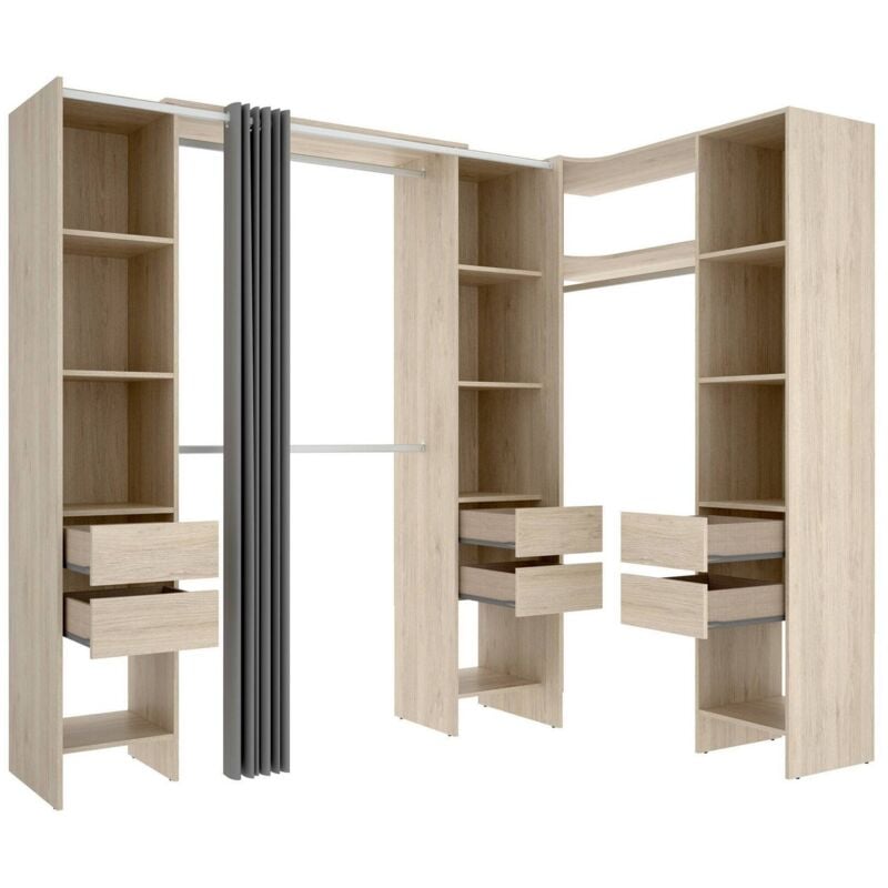 foto del prodotto guardaroba grande alanno, mobile camera da letto, cabina armadio portabiti, armadio appendiabiti, 234x141 h205 cm, rovere dmora