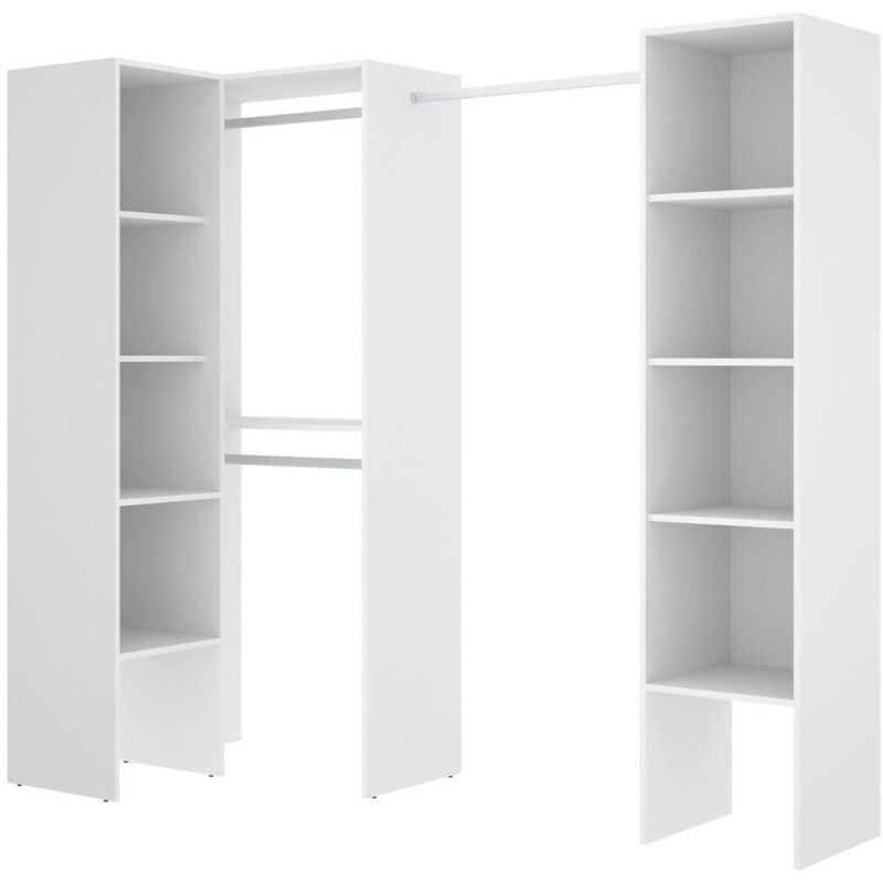 foto del prodotto guardaroba grande alexois, struttura per cabina armadio angolare, mobile appendiabiti aperto ad angolo, 226x79h186 cm, bianco dmora
