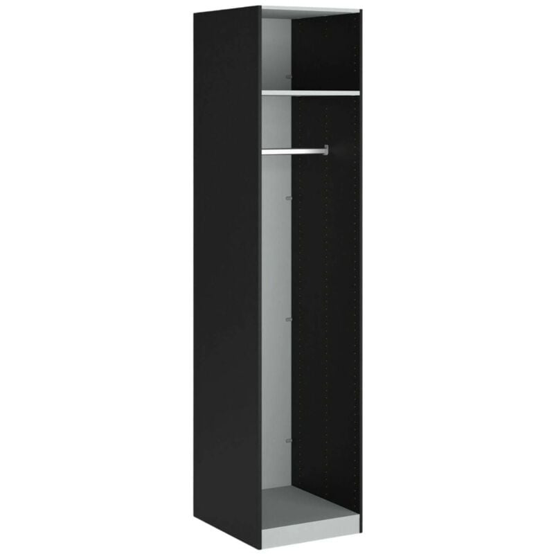 foto del prodotto guardaroba grande anaelle, mobile multifunzionale, mobiletto scarpiera, guardaroba porta scarpe, 58x50 h219 cm, nero dmora