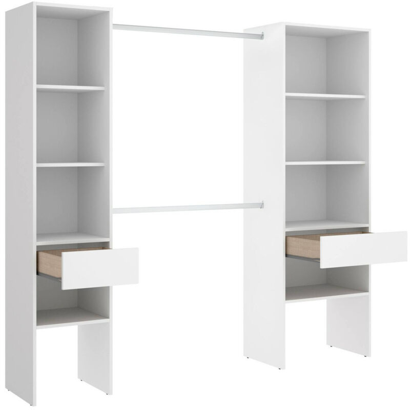foto del prodotto guardaroba grande blossberg, mobile camera da letto, cabina armadio portabiti, armadio appendiabiti, 160x50 h185 cm, bianco dmora