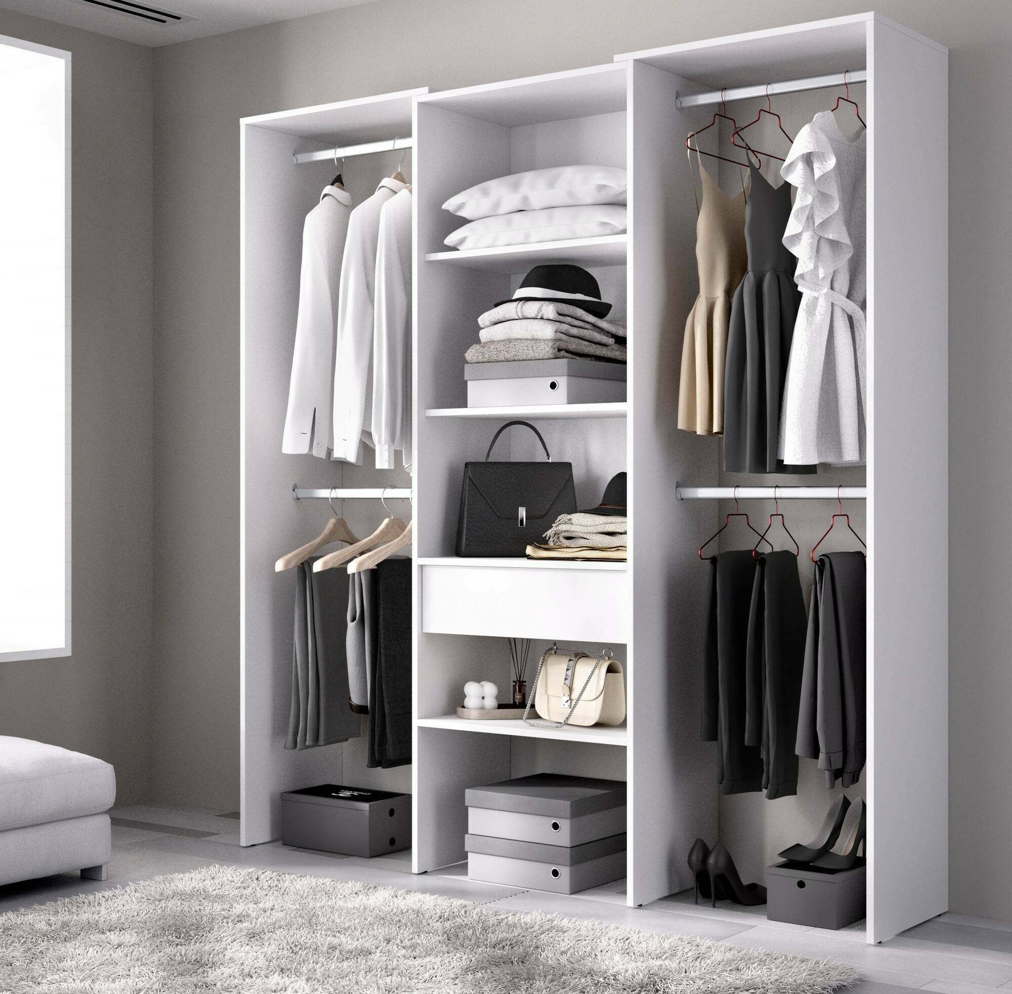 foto del prodotto guardaroba grande castries, mobile camera da letto, cabina armadio portabiti, armadio appendiabiti, 160x50 h187 cm, bianco