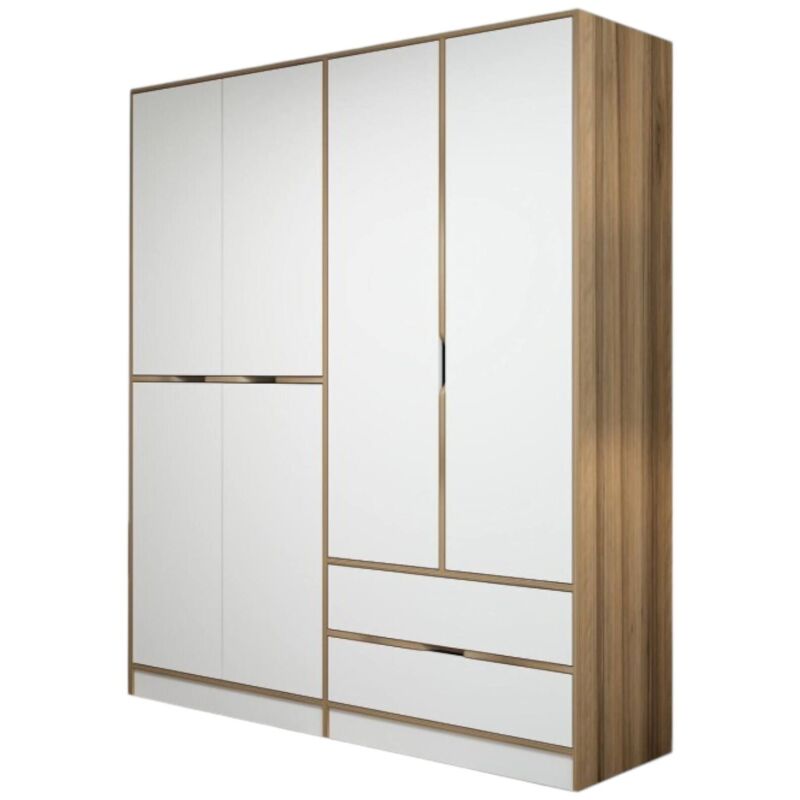 foto del prodotto guardaroba grande corvus, mobile camera da letto, cabina armadio portabiti, armadio appendiabiti, 185x52 h208 cm, bianco e oro dmora