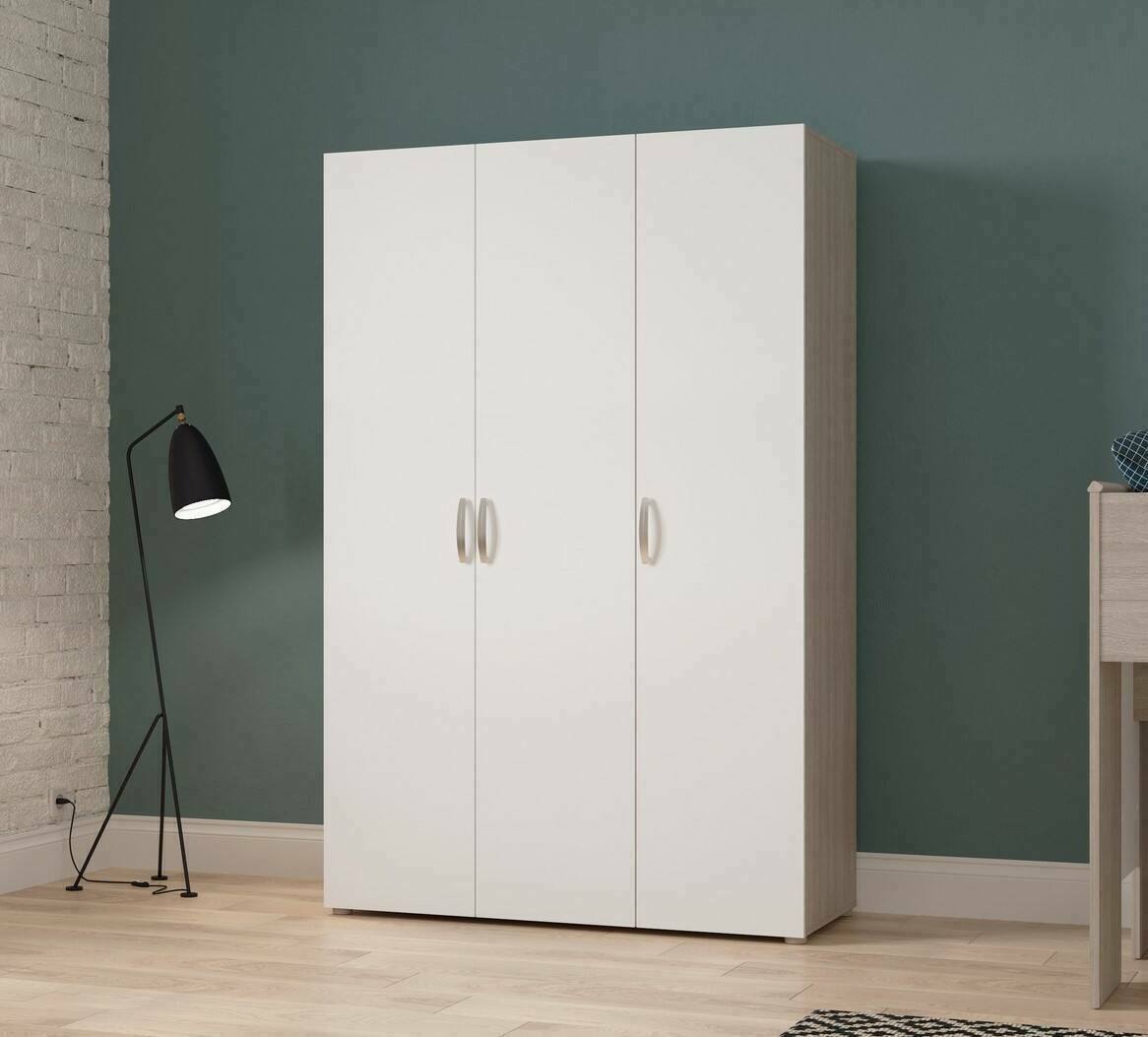foto del prodotto guardaroba grande dania, mobile camera da letto, cabina armadio portabiti, armadio appendiabiti, 119x51 h185 cm, rovere e bianco opaco