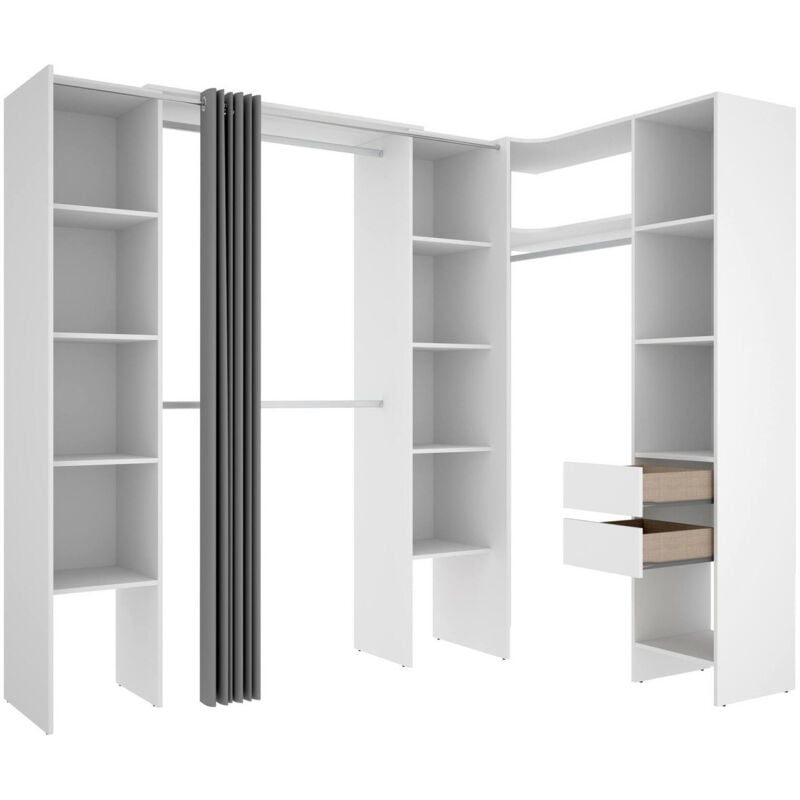 foto del prodotto guardaroba grande dindo, mobile camera da letto, cabina armadio portabiti, armadio appendiabiti, 234x141 h205 cm, bianco dmora