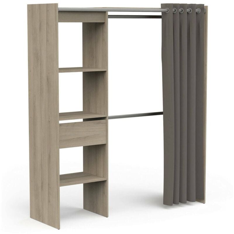 foto del prodotto guardaroba grande doubs, mobile camera da letto, cabina armadio portabiti, armadio appendiabiti, 167x50 h192 cm, rovere e bianco opaco dmora