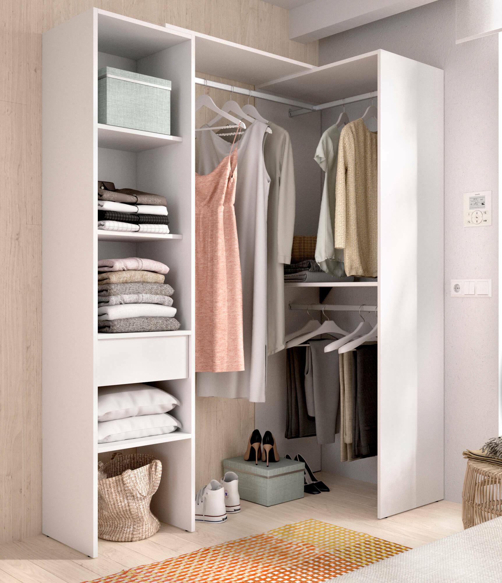 foto del prodotto guardaroba grande ewiniar, mobile camera da letto, cabina armadio portabiti, armadio appendiabiti, 98x42 h187 cm, bianco