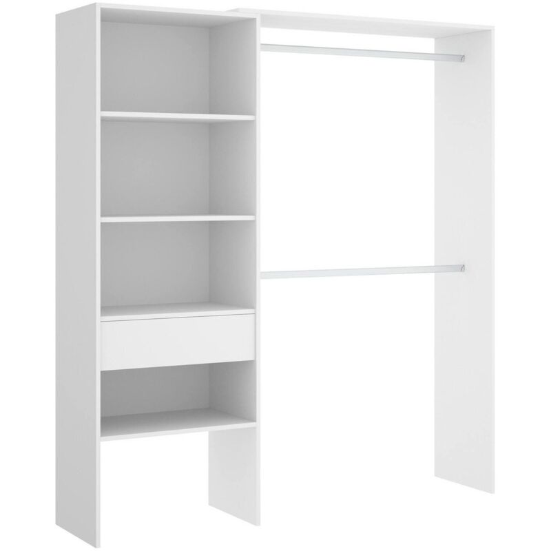 foto del prodotto guardaroba grande fauno, struttura per cabina armadio, mobile appendiabiti aperto, 160x40h187 cm, bianco dmora