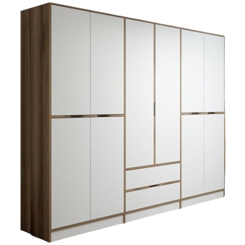 foto del prodotto guardaroba grande gaspard, mobile camera da letto, cabina armadio portabiti, armadio appendiabiti, 277x52 h208 cm, bianco e oro dmora