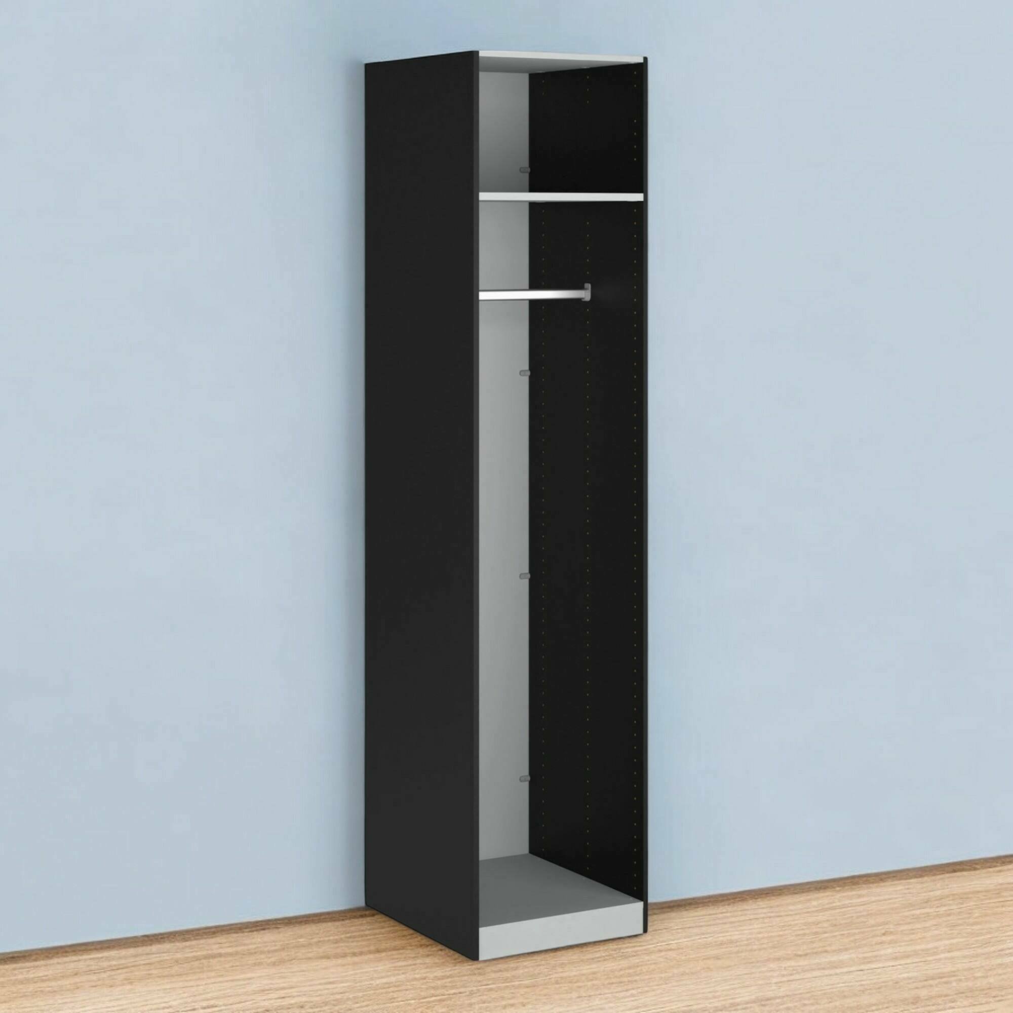 foto del prodotto guardaroba grande kaihime, mobile multifunzionale, mobiletto scarpiera, guardaroba porta scarpe, 58x50 h219 cm, nero