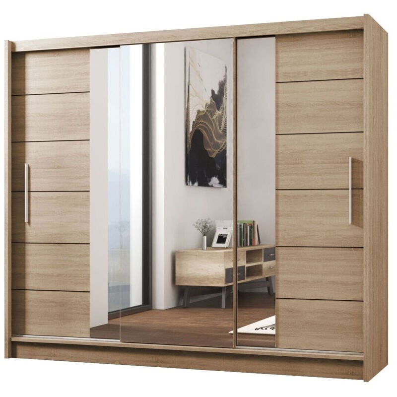 foto del prodotto guardaroba honolulu 119, sonoma quercia, 215x250x61cm, porte guardaroba scorrevoli, numero di ripiani 0