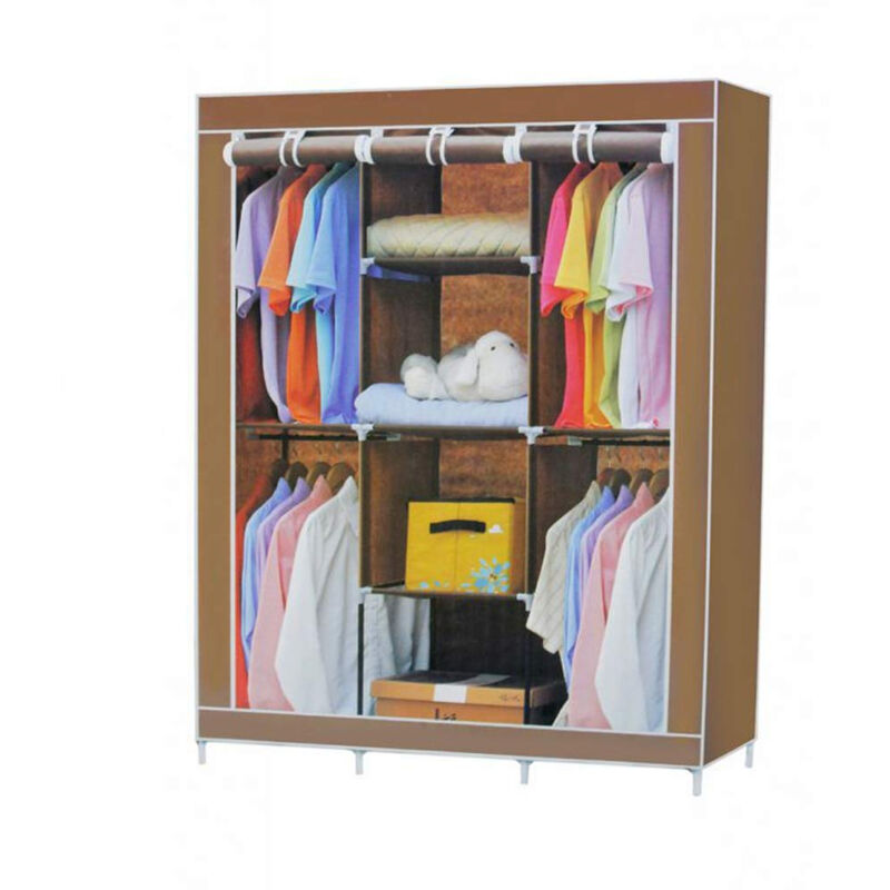 foto del prodotto guardaroba in tessuto salvaspazio per campeggio organizer armadio con zip e scaffali 130x175x45 cm vari colori