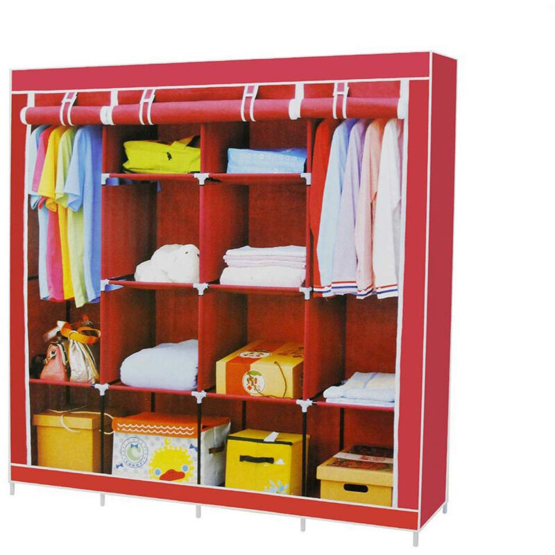 foto del prodotto guardaroba in tessuto salvaspazio per campeggio organizer armadio con zip e scaffali 170x170x45 cm vari colori