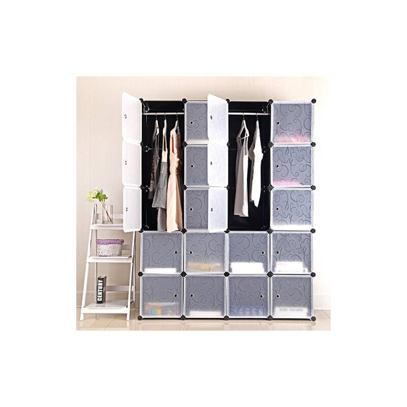 foto del prodotto guardaroba modulare,diy armadio con 20 cubi,stanzino combinato in plastica, 147 37 183cm