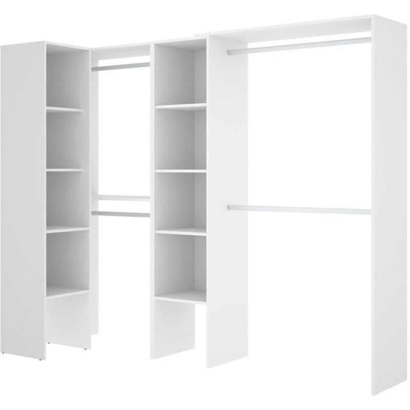foto del prodotto guardaroba quadro, struttura per cabina armadio angolare, mobile appendiabiti aperto ad angolo, 228x79h187 cm, bianco, con imballo rinforzato dmora