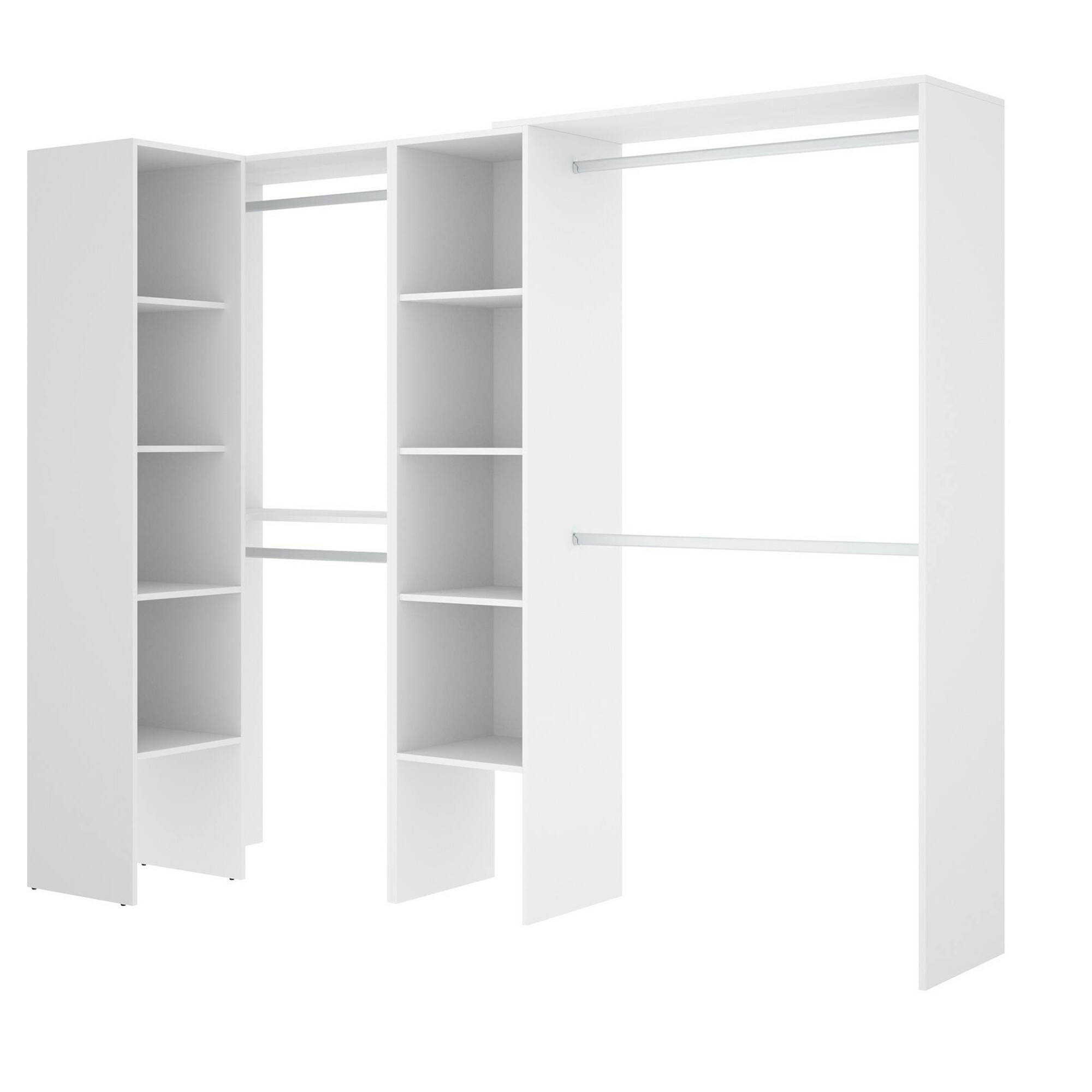 foto del prodotto guardaroba quadro, struttura per cabina armadio angolare, mobile appendiabiti aperto ad angolo, 228x79h187 cm, bianco, con imballo rinforzato dmora