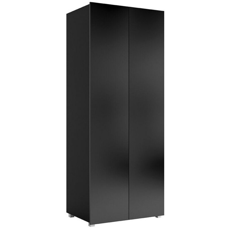 foto del prodotto guardaroba tivdalu 125, nero nero lucido, 200x80x52cm, porte guardaroba battenti, numero di ripiani 0