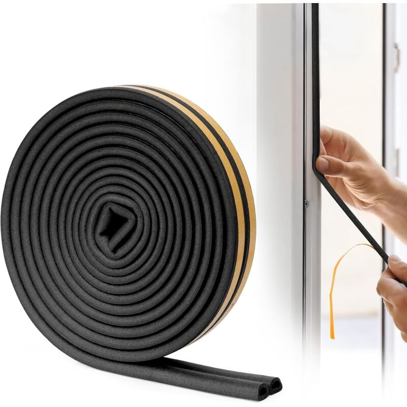 foto del prodotto guarnizione a d, sigillante per porte e finestre con forte adesione, isolante acustico e resistente alle intemperie, 6 metri nero sollbry