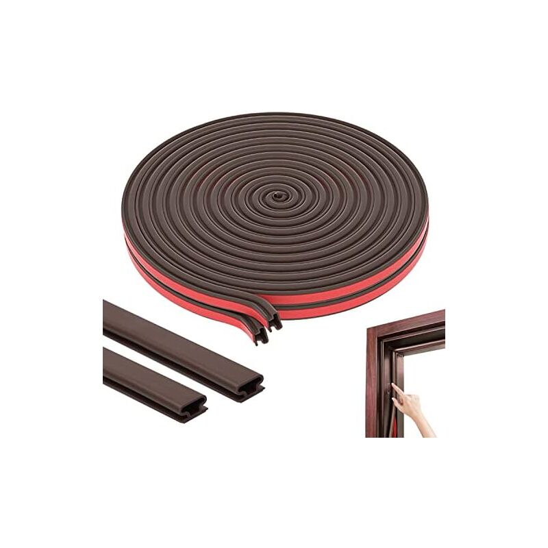 foto del prodotto guarnizione adesiva in gomma per porte e finestre, 10 m x 6 mm, kit di isolamento acustico per porta del garage, guarnizione anticollisione,