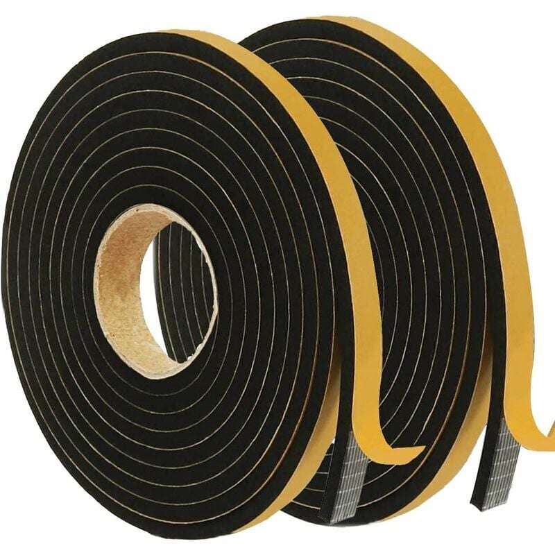foto del prodotto guarnizione adesiva per porte e finestre, 2 rotoli, 12 mm l x 3 mm a , guarnizione isolante in schiuma di gomma, multifunzione, sigillante,