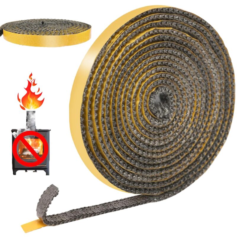 foto del prodotto guarnizione autoadesiva per inserto per caminetto, guarnizione in fibra di vetro, guarnizione per porta per stufa a legna, camino, porta del forno a