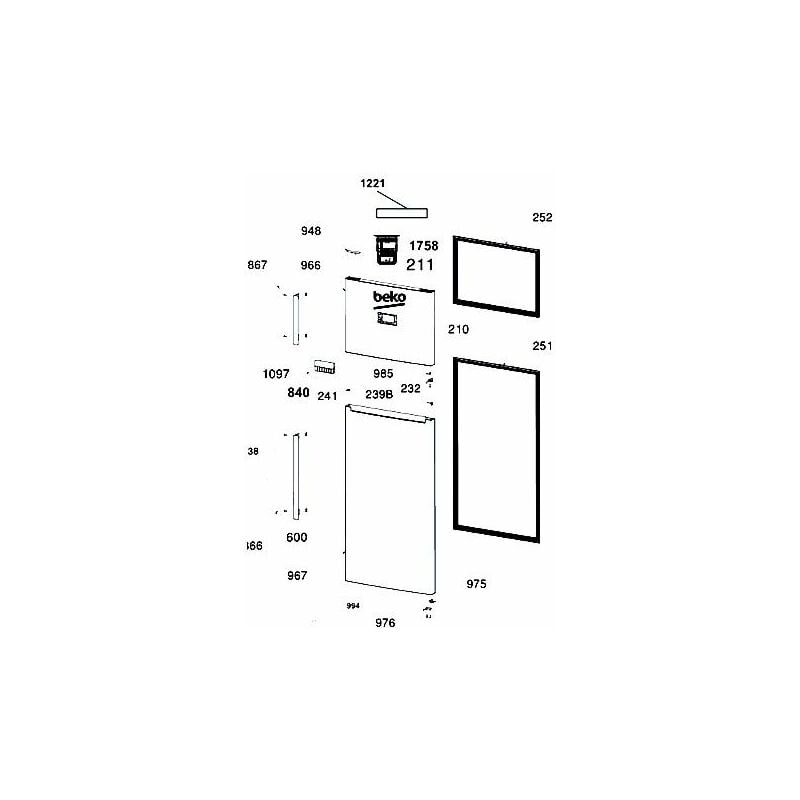 foto del prodotto guarnizione della porta parte frigorifero, codice 251 frigorifero, congelatore beko 4350096