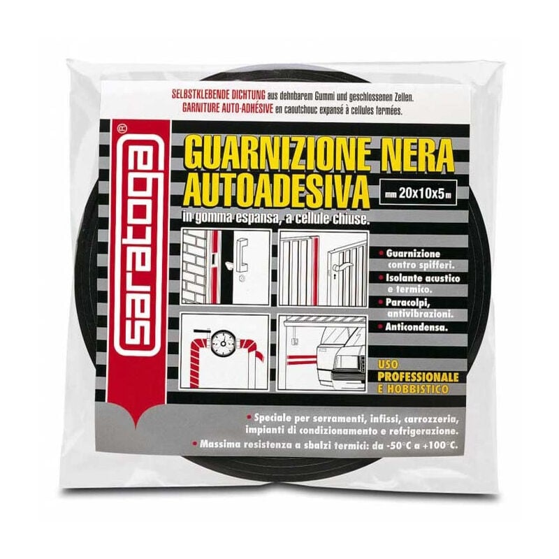 foto del prodotto guarnizione gomma nera 10 x 20mm 5mt espansa autoadesiva