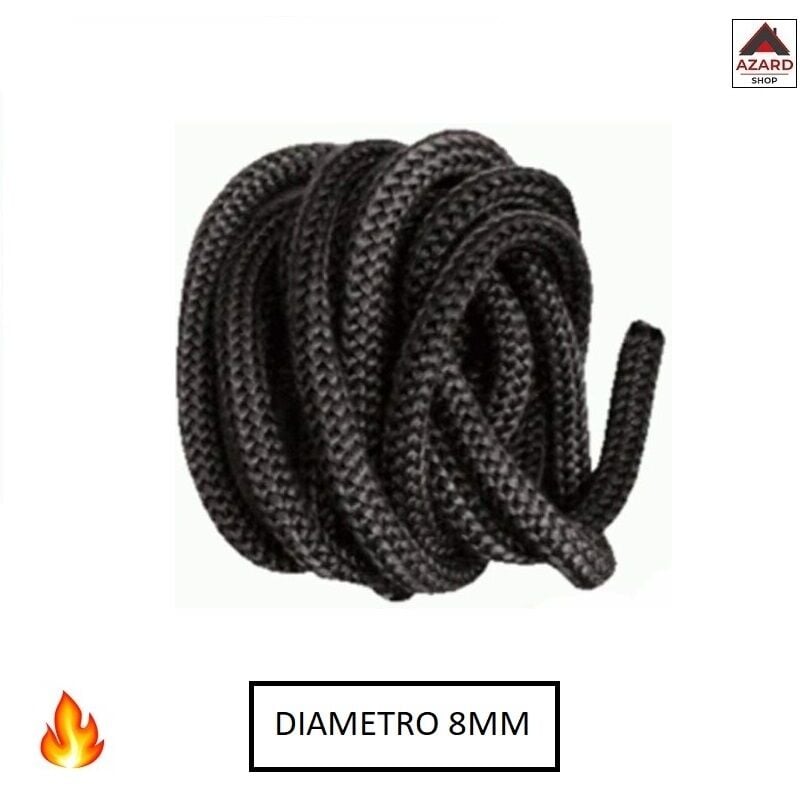 foto del prodotto guarnizione in fibra di vetro per sportelli stufa stufe 2,5 mt tonda 8 mm