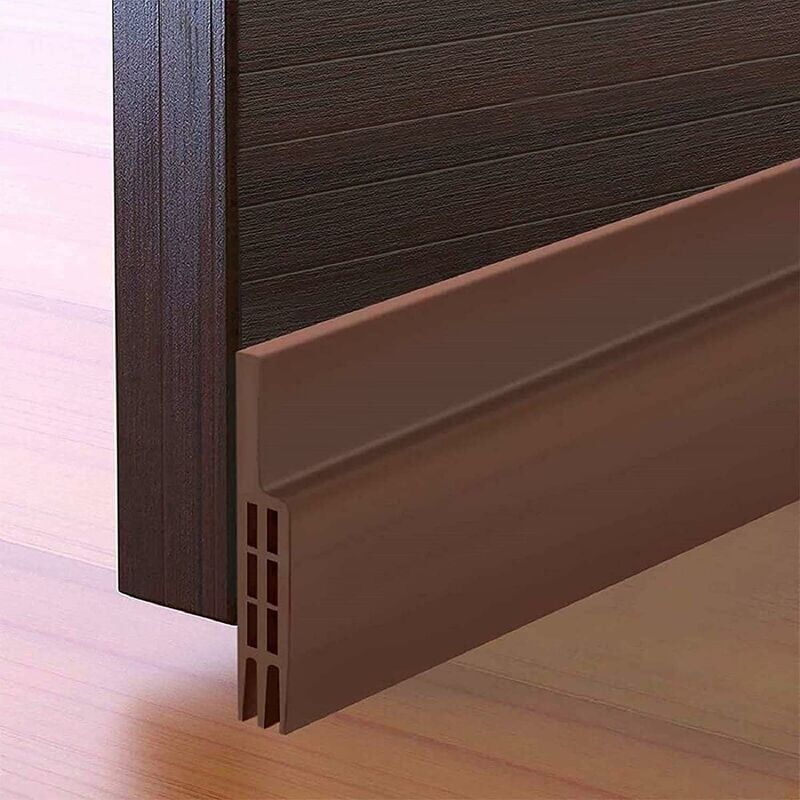 foto del prodotto guarnizione inferiore porta marrone, 90 x 5,8 cm, adesivo, fondo porta, morbido silicone isolamento termico e acustico striscia di tenuta bianca