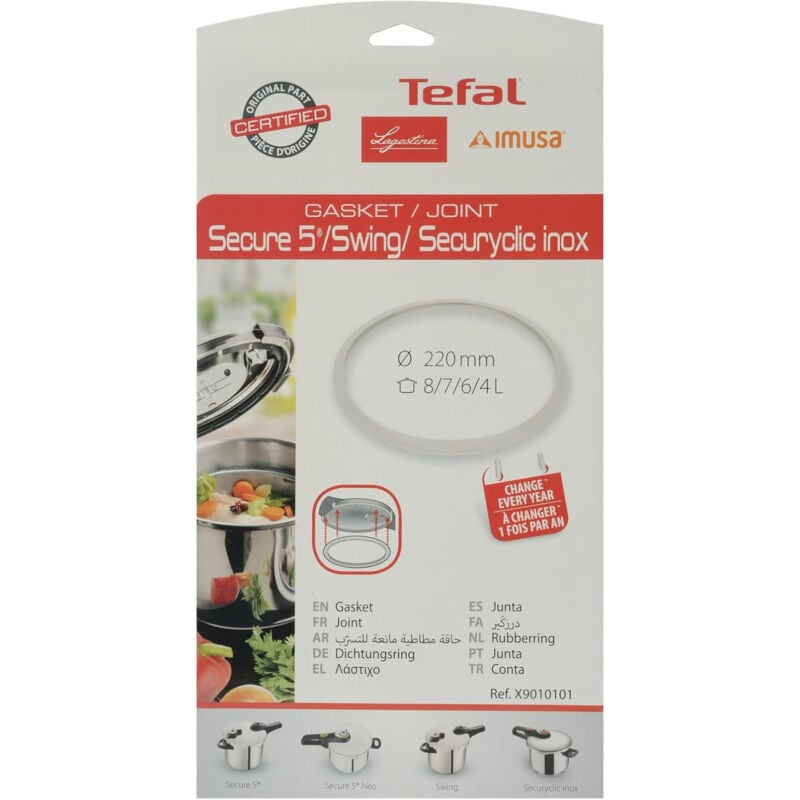 foto del prodotto guarnizione tefal secure 5 220 pentole a pressione tefal 43502513507790040249